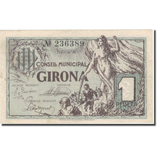 Banknote, Spain, GIRONA, 1 Peseta, personnage, 1937, 1937, EF(40-45)