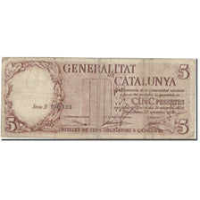 Nota, Espanha, 5 Pessetes, métier, 1936, 1936-09-25, KM:S592, VF(30-35)