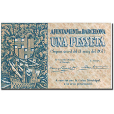 Banknote, Spain, BARCELONA, 1 Peseta, Blason, 1938, 1938, VF(30-35)