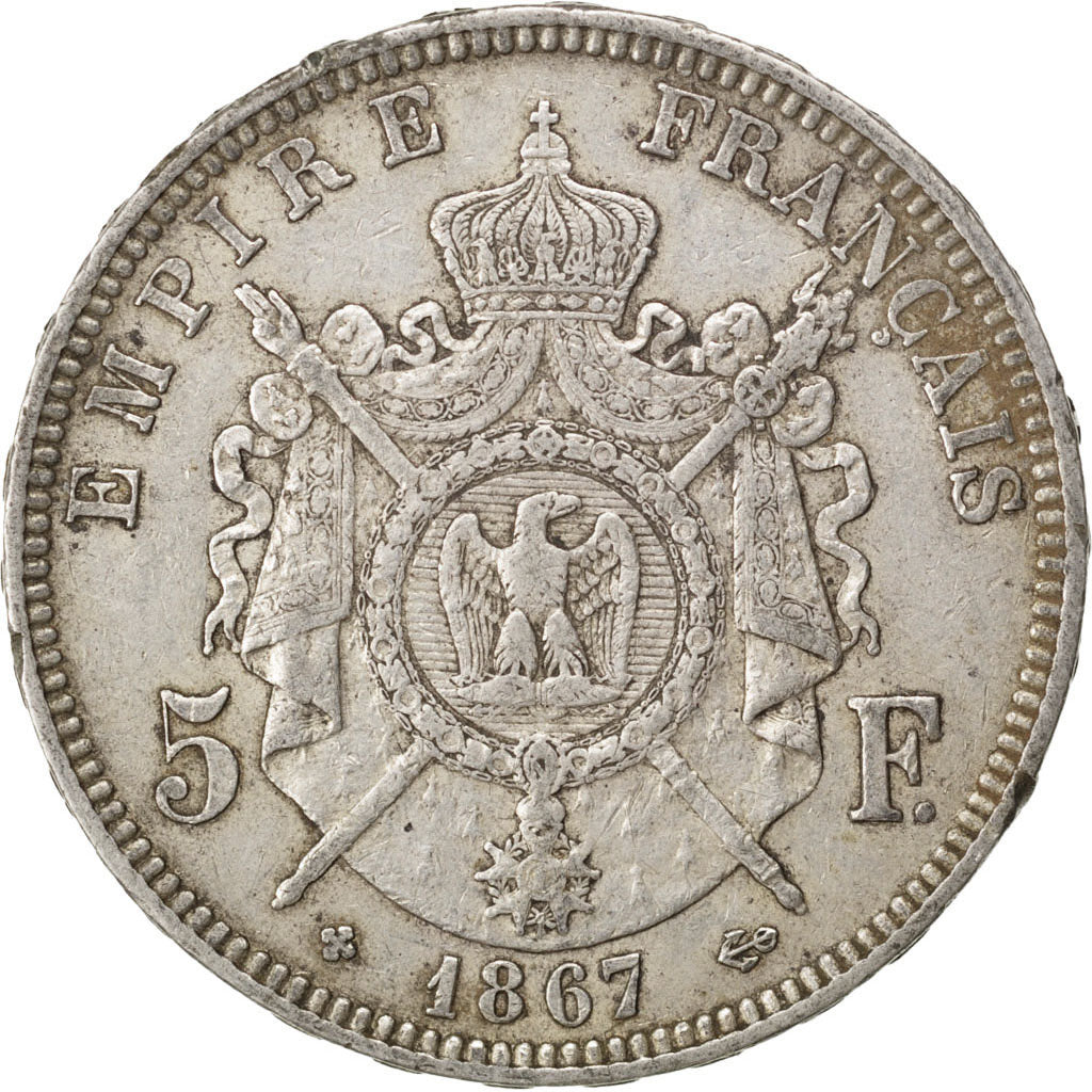 Second Empire, 5 Francs Napoléon III tête laurée