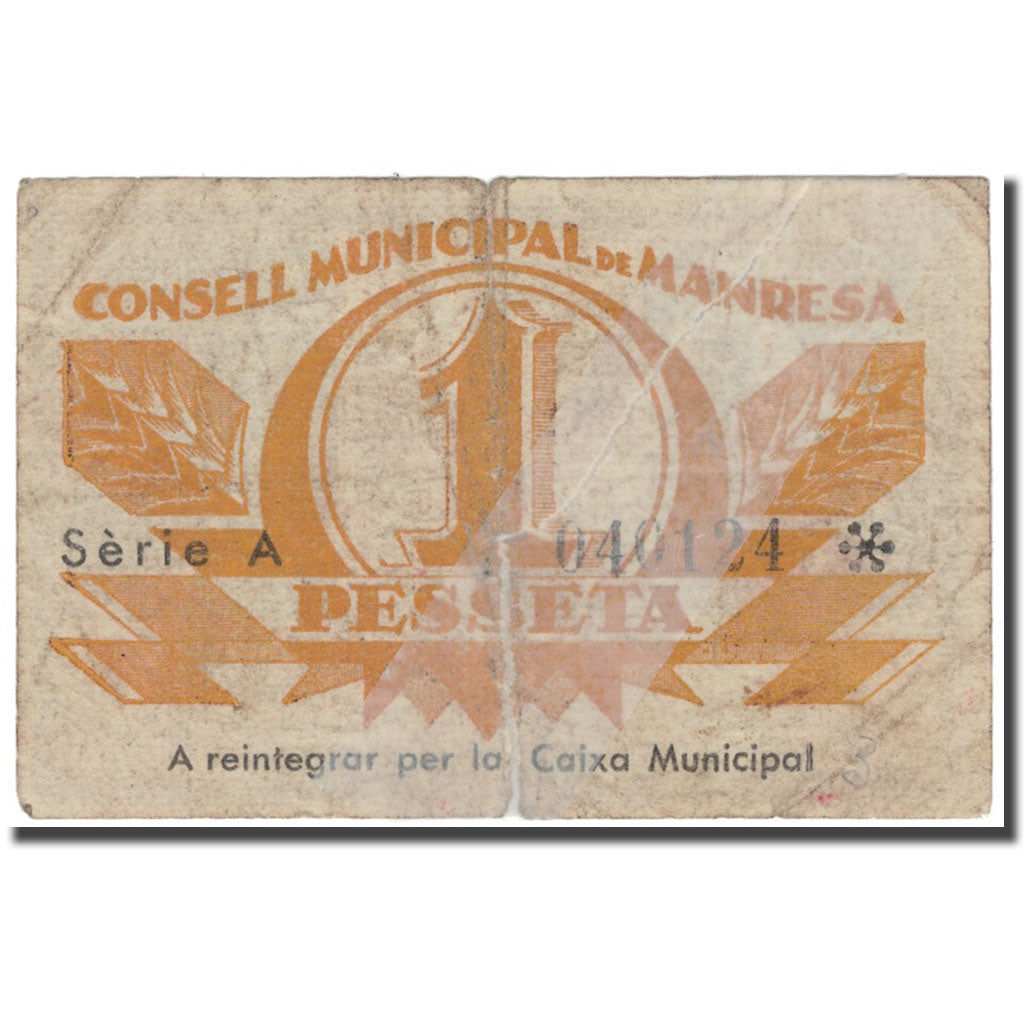 Nota, Espanha, 1 Peseta, valeur faciale, 1937, 1937, VF(30-35)