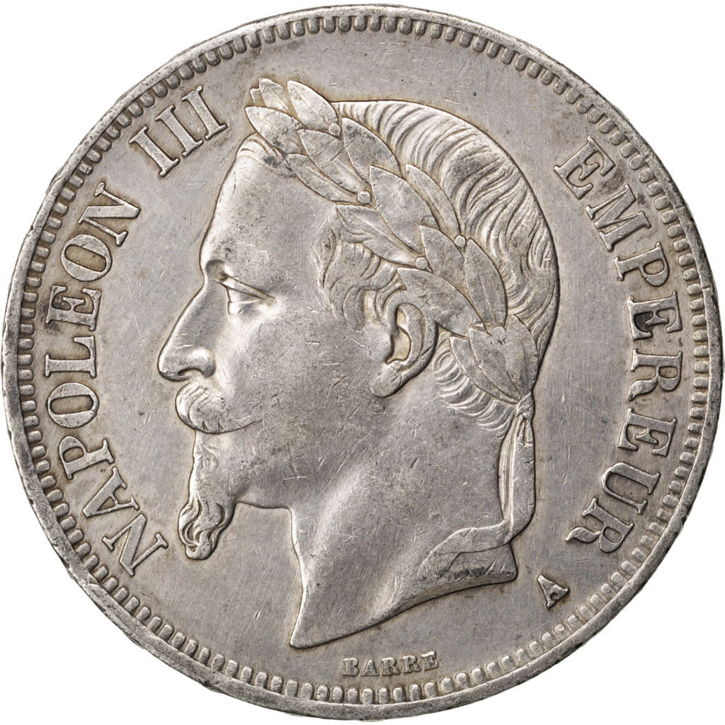 Second Empire, 5 Francs Napoléon III tête laurée