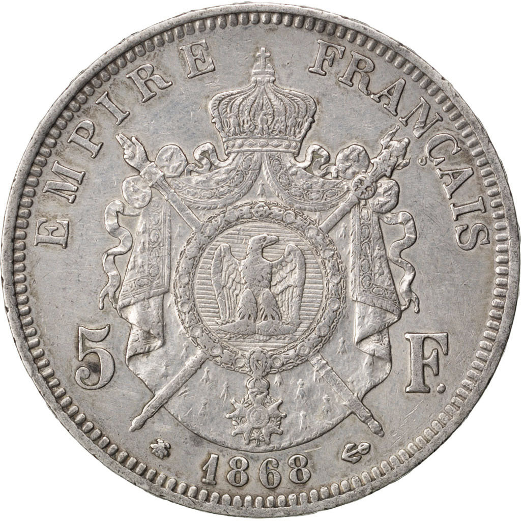 Second Empire, 5 Francs Napoléon III tête laurée