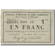 France, Rimogne, 1 Franc, 1916, VF(20-25)