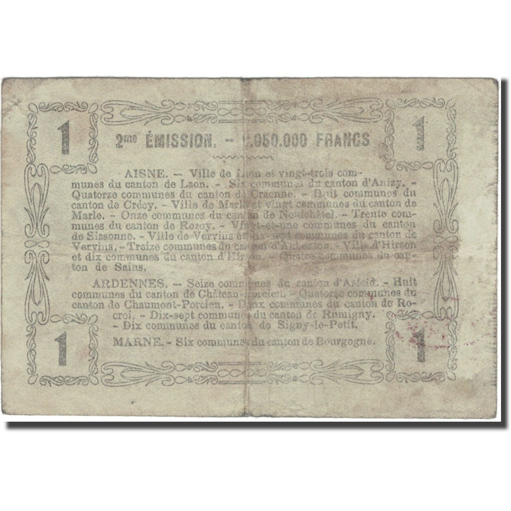 France, Laon, 1 Franc, 1916, VF(20-25), Pirot:02-1203