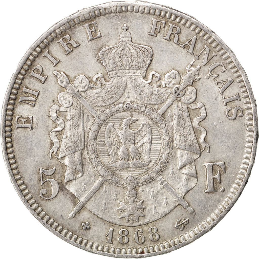 Coin, France, Napoléon III, 5 Francs, 1868, Strasbourg, AU(55-58), Silver