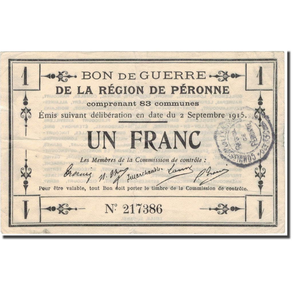 Frankreich, Peronne, 1 Franc, 1915, SS+, Pirot:80-414