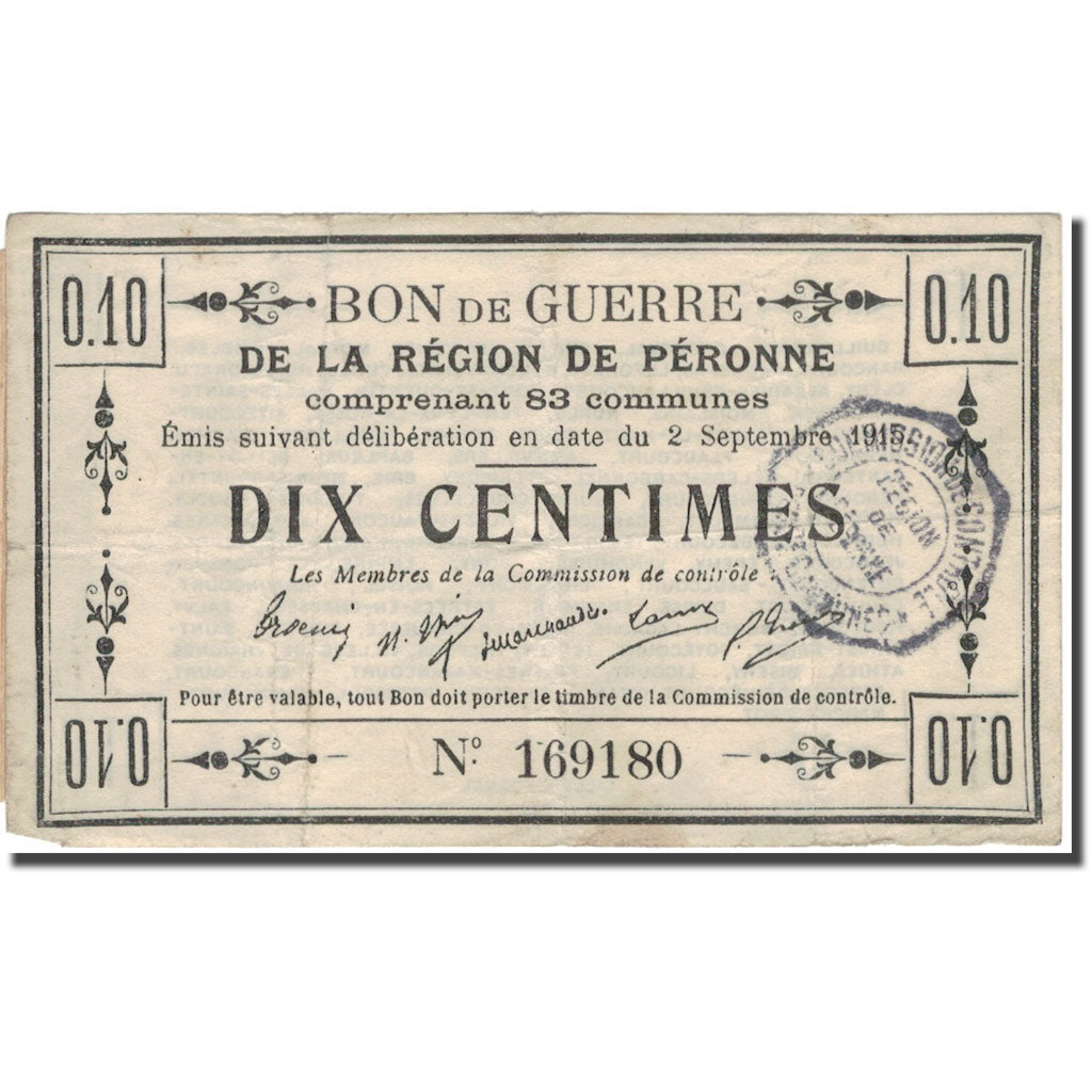 Frankreich, Peronne, 10 Centimes, 1915, SS, Pirot:80-411