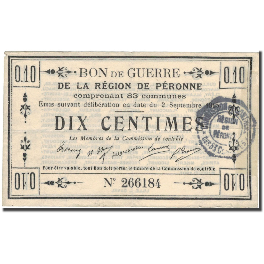 Frankreich, Peronne, 10 Centimes, 1915, SS, Pirot:80-411
