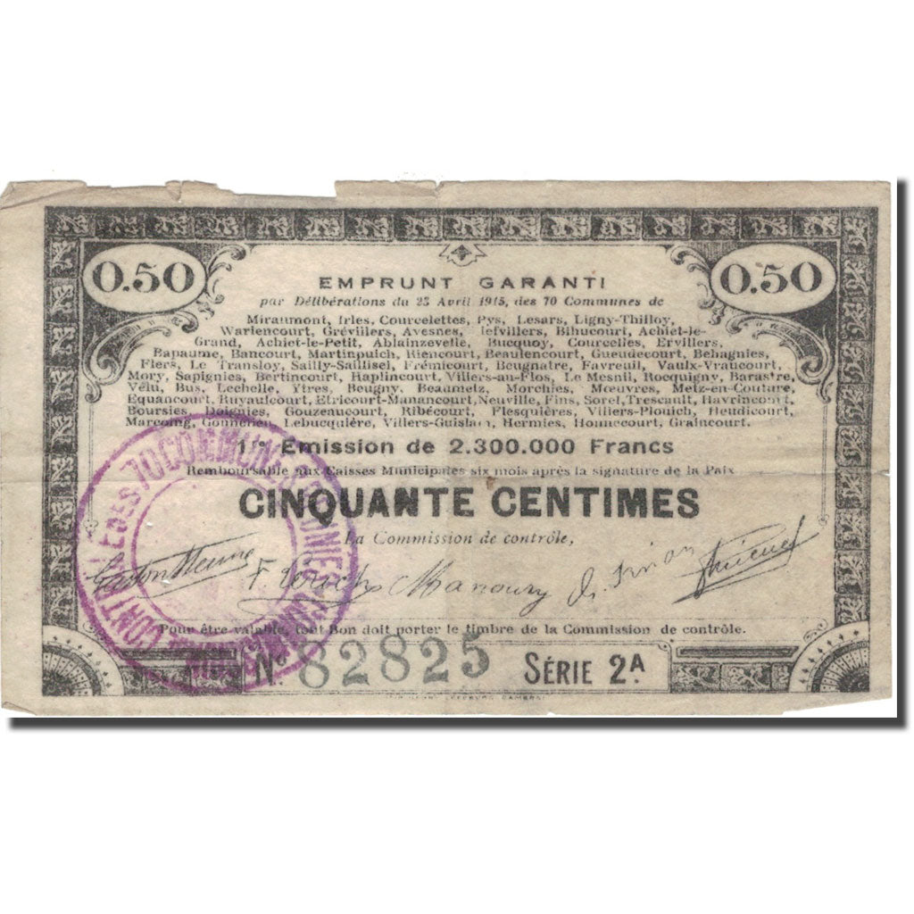 France, 70 Communes, 1 Franc, 1915, VF(20-25), Pirot:62-61