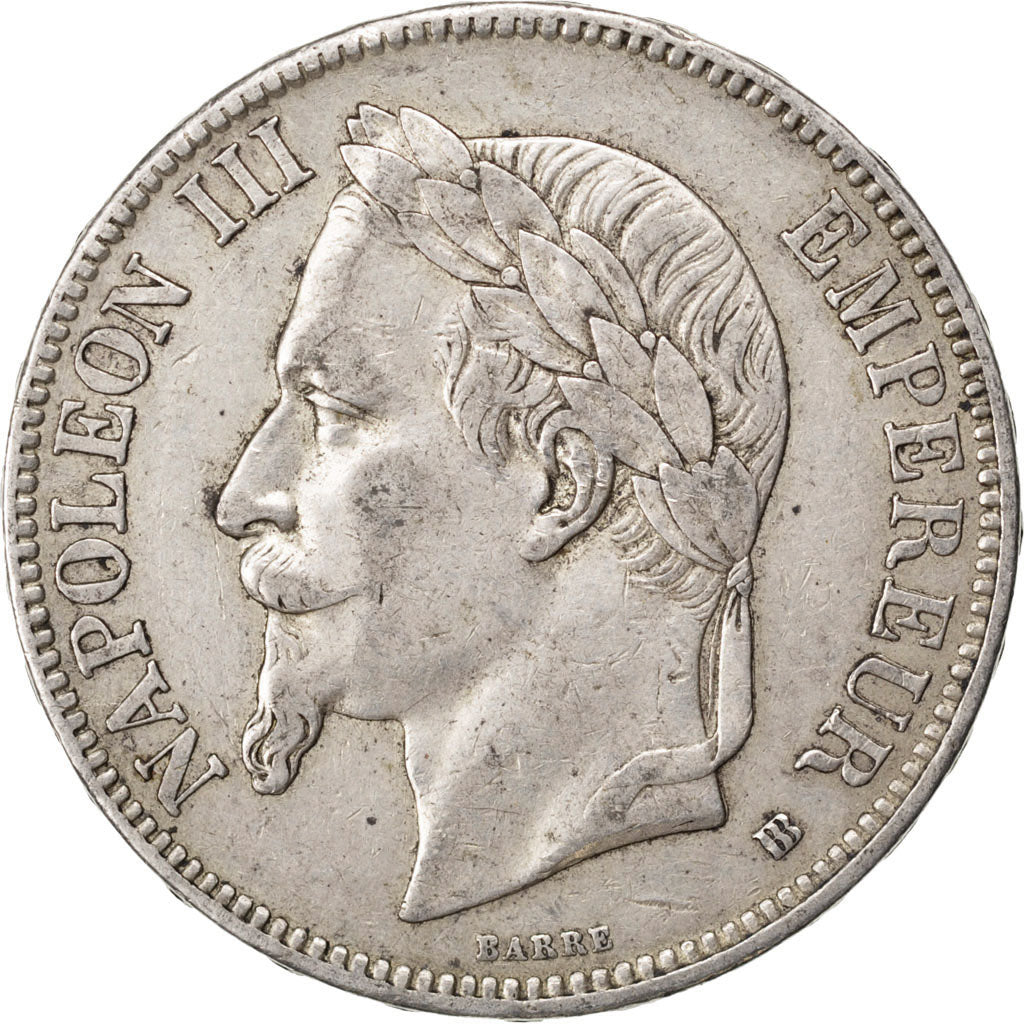 FRANCE, Napoléon III, 5 Francs, 1868, Strasbourg, KM #799.2, EF(40-45), Silver,