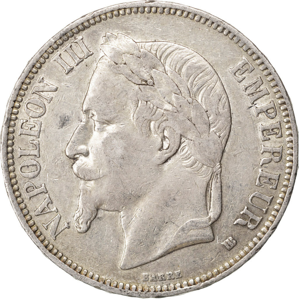FRANCE, Napoléon III, 5 Francs, 1868, Strasbourg, KM #799.2, EF(40-45), Silver,