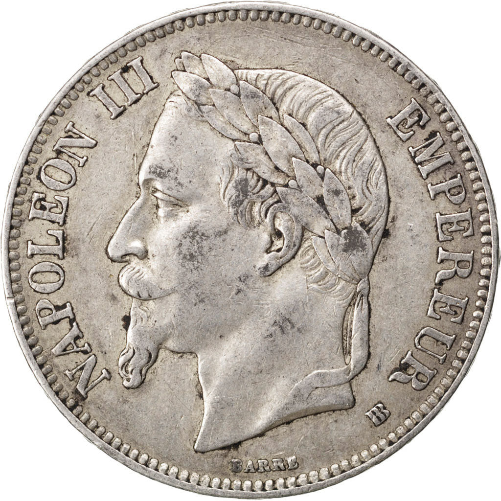 FRANCE, Napoléon III, 5 Francs, 1870, Strasbourg, KM #799.2, VF(30-35), Silver,