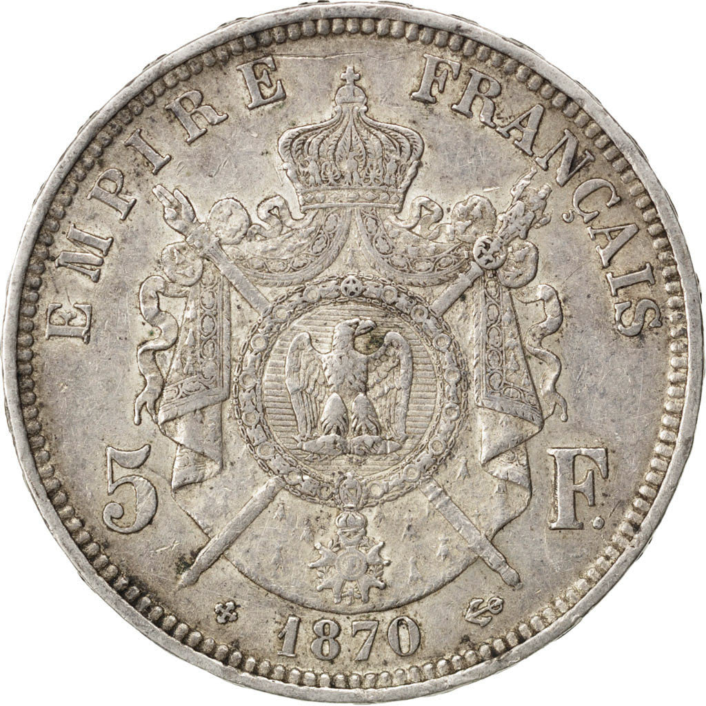Second Empire, 5 Francs Napoléon III tête laurée