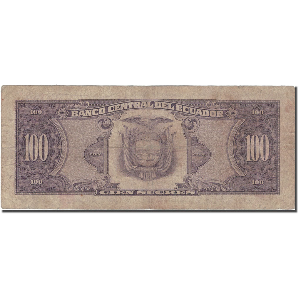 Banknot, Ekwador, 100 Sucres, 1990, 1990-04-20, KM:123, VF(20-25)