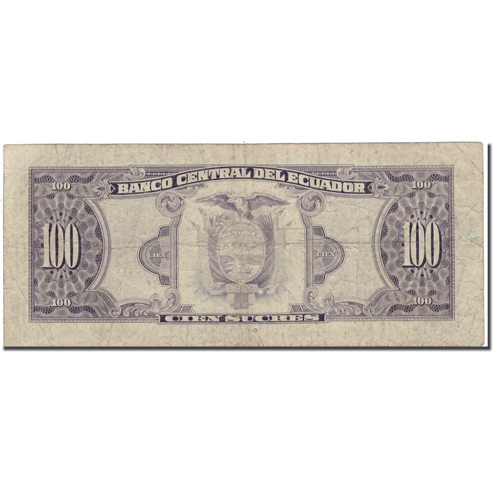 Banknote, Ecuador, 100 Sucres, 1988, 1988-06-08, KM:123Aa, VF(20-25)