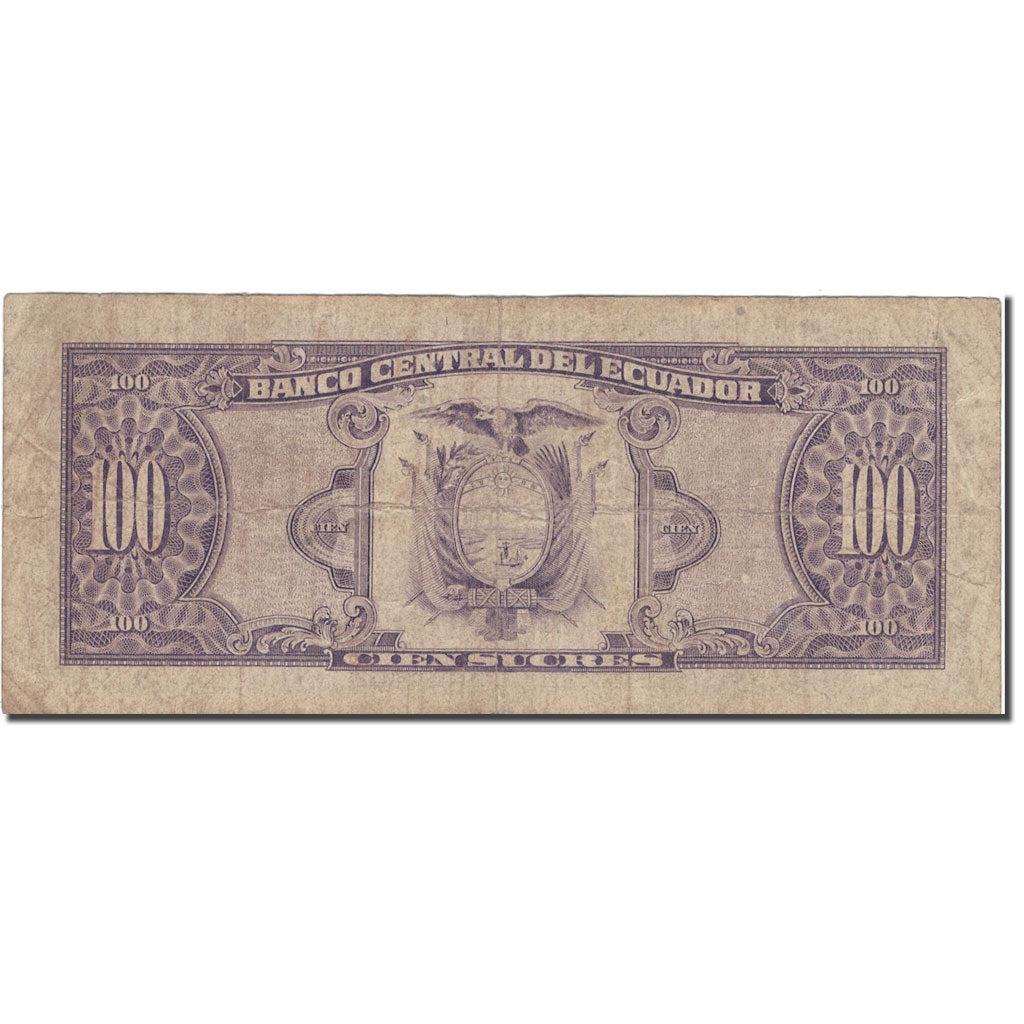 Banknot, Ekwador, 100 Sucres, 1991, 1991-06-21, KM:123Aa, VF(20-25)