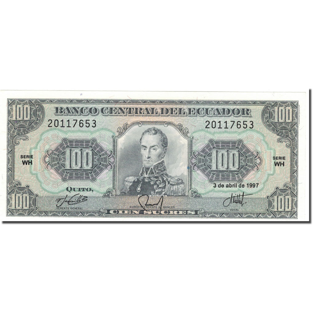 Banknote, Ecuador, 100 Sucres, 1997, 1997-04-03, KM:123Ad, UNC(63)