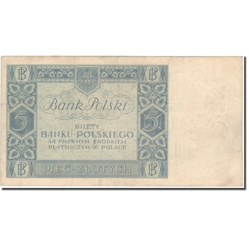 Banknote, Poland, 5 Zlotych, 1930, 1930-01-02, KM:72, VF(30-35)