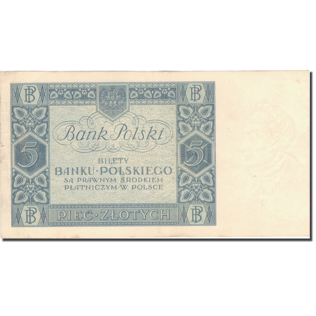 Banconote, Polonia, 5 Zlotych, 1930, 1930-01-02, KM:72, MB+