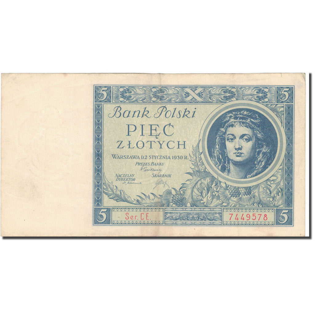 Banknote, Poland, 5 Zlotych, 1930, 1930-01-02, KM:72, VF(30-35)