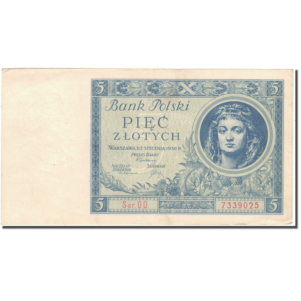 Banknote, Poland, 5 Zlotych, 1930, 1930-01-02, KM:72, VF(30-35)