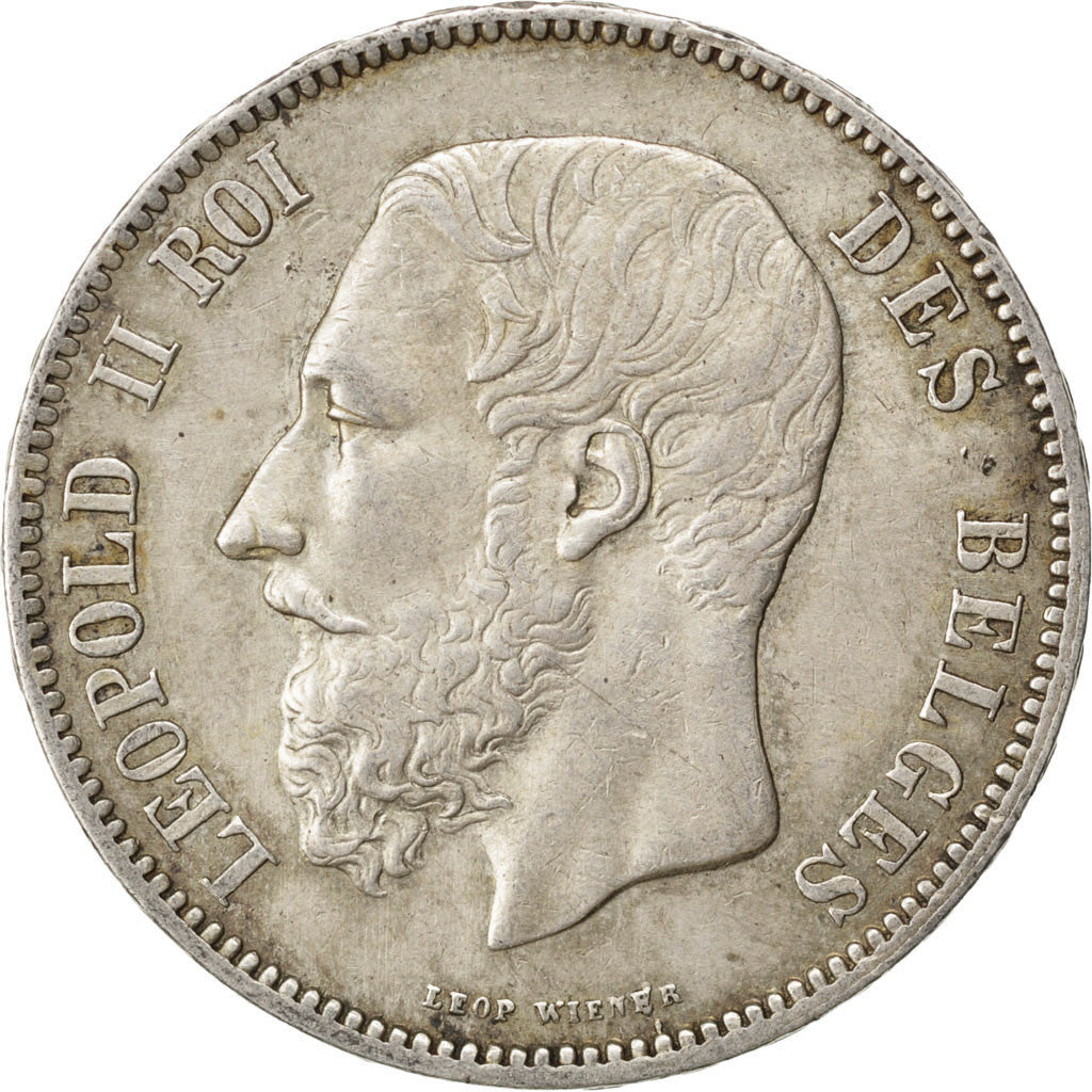 Belgio, Leopold II, 5 Francs, 5 Frank, 1873, BB, Argento, KM:24