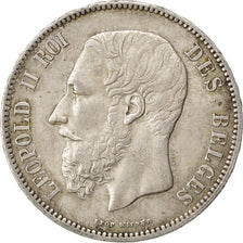 Belgio, Leopold II, 5 Francs, 5 Frank, 1873, BB, Argento, KM:24