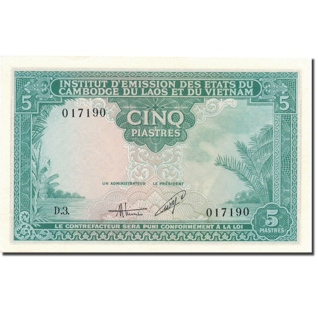 Banknote, FRENCH INDO-CHINA, 5 Piastres = 5 Dong, KM:106, AU(55-58)