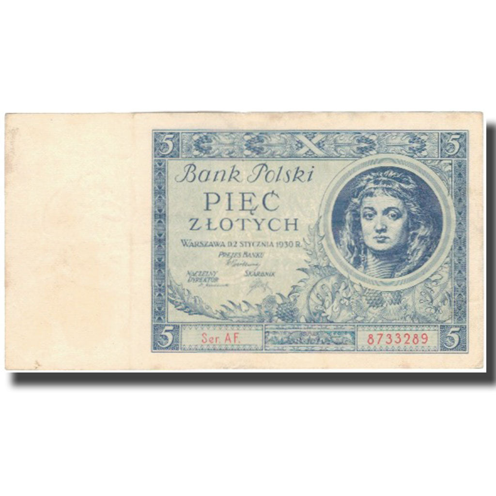Banconote, Polonia, 5 Zlotych, 1930, 1930-01-02, KM:72, MB