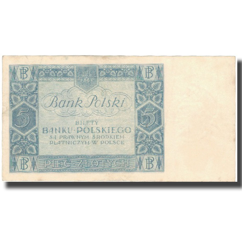 Banconote, Polonia, 5 Zlotych, 1930, 1930-01-02, KM:72, MB