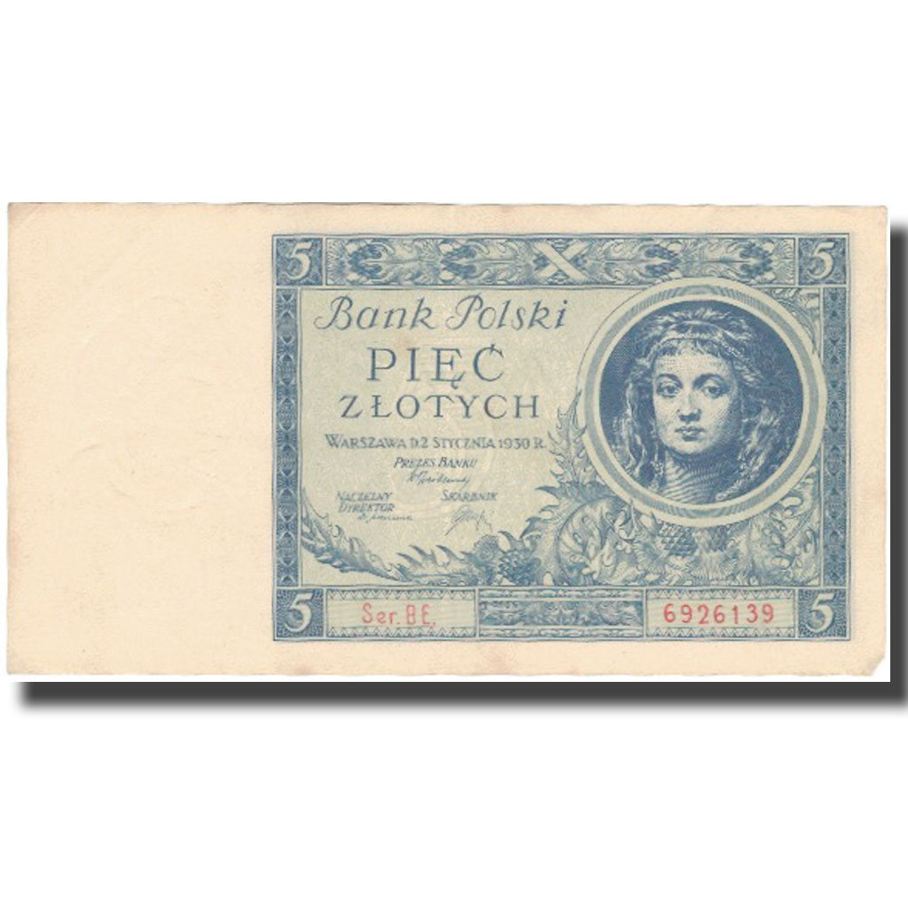 Banknote, Poland, 5 Zlotych, 1930, 1930-01-02, KM:72, VF(20-25)