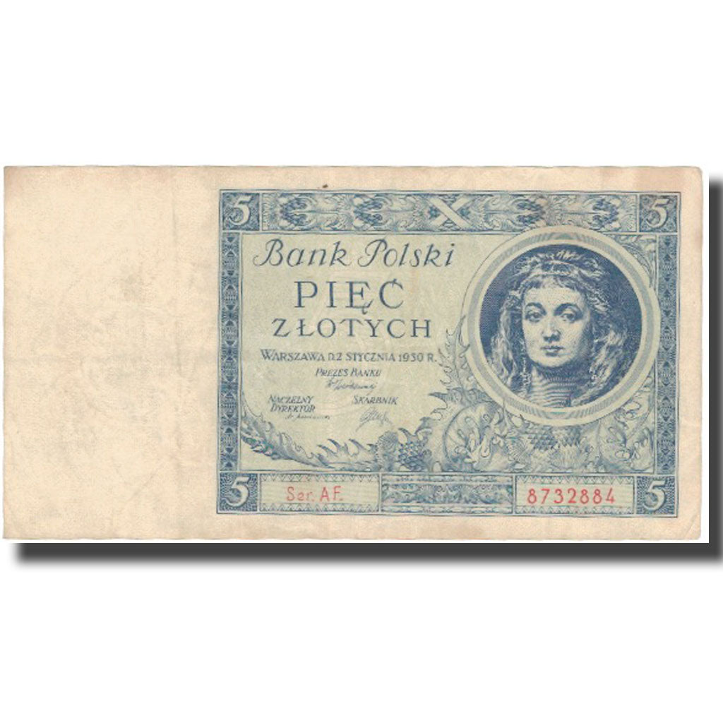 Banknote, Poland, 5 Zlotych, 1930, 1930-01-02, KM:72, VF(20-25)