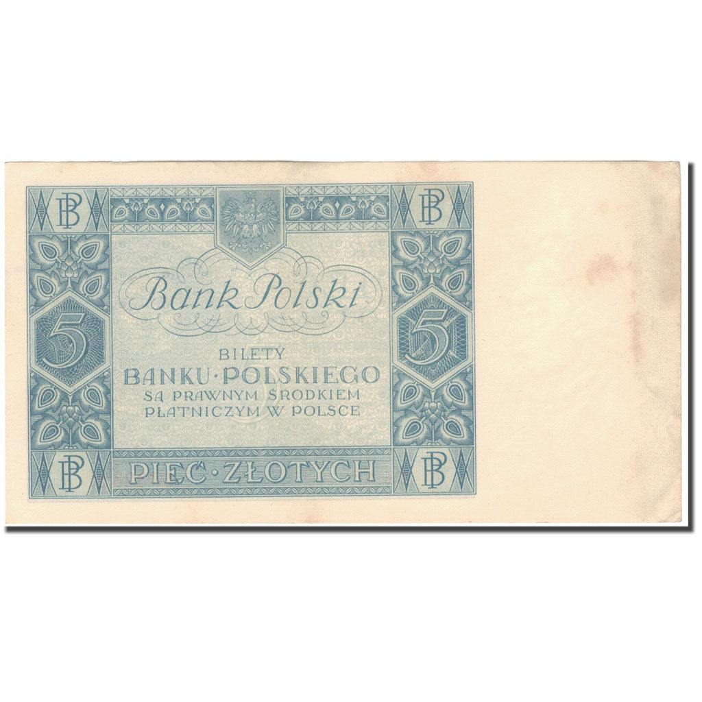 Banknot, Polska, 5 Zlotych, 1930, 1930-01-02, KM:72, VF(20-25)