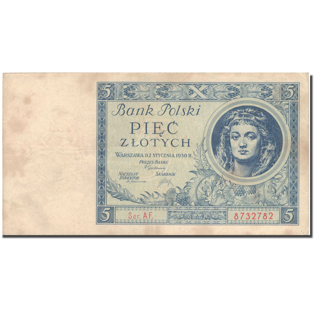 Banknote, Poland, 5 Zlotych, 1930, 1930-01-02, KM:72, VF(20-25)