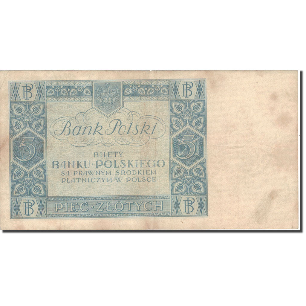 Banknote, Poland, 5 Zlotych, 1930, 1930-01-02, KM:72, VF(20-25)