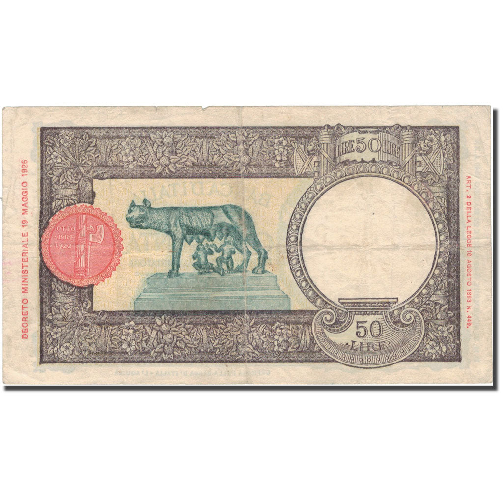 Banknote, Italy, 50 Lire, 1942, 1942-05-22, KM:54b, VF(20-25)