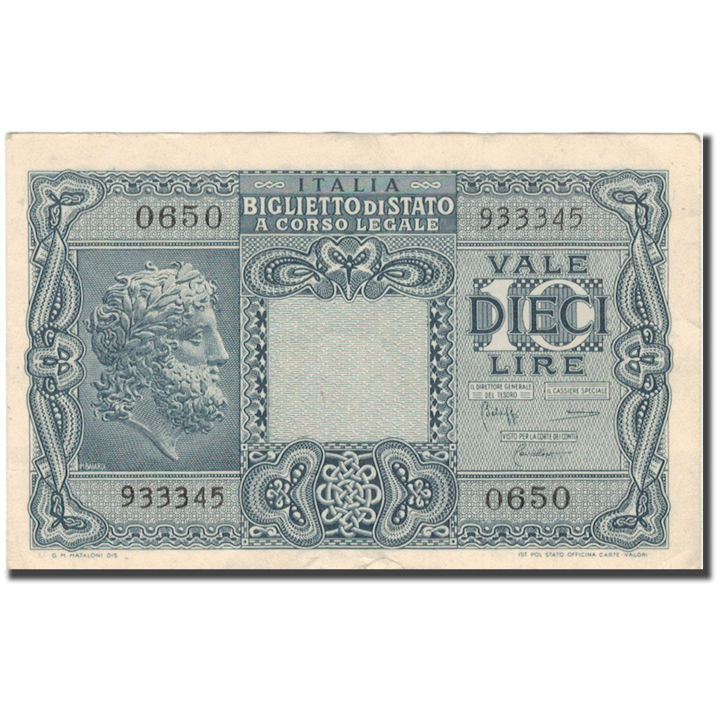 Banknote, Italy, 10 Lire, 1944, 1944-11-23, KM:32c, EF(40-45)