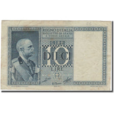 Banknote, Italy, 10 Lire, 1939, 1939, KM:25b, VF(20-25)