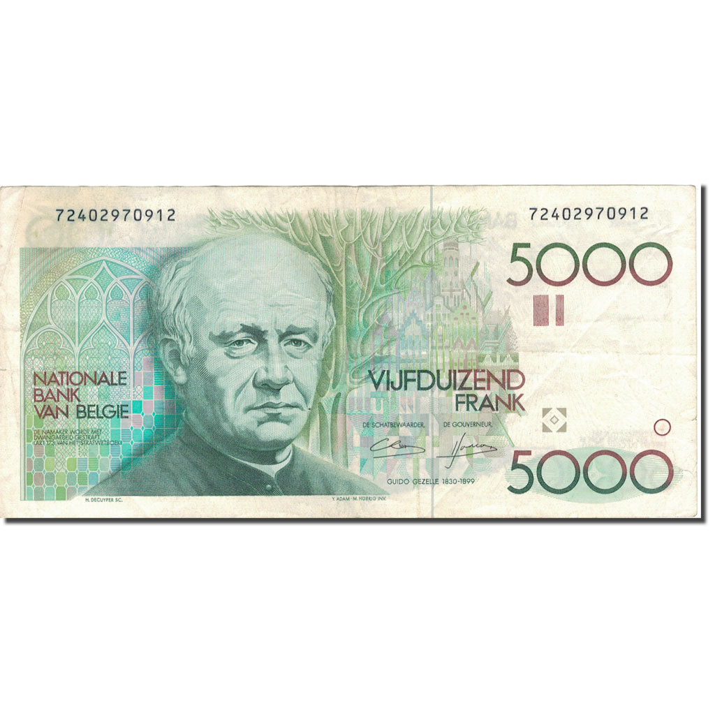 Banknote, Belgium, 5000 Francs, UNDATED (1982-1992), KM:145a, VF(30-35)