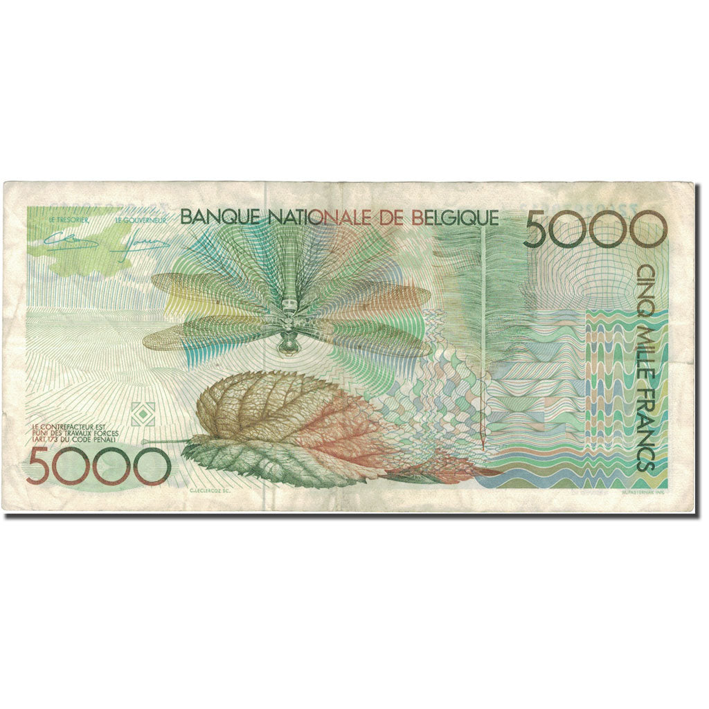 Banknote, Belgium, 5000 Francs, UNDATED (1982-1992), KM:145a, VF(30-35)