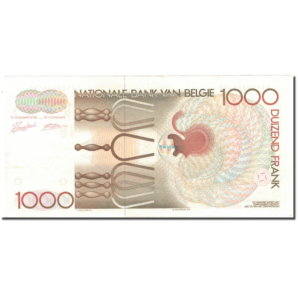 Banknote, Belgium, 1000 Francs, Undated (1980-96), KM:144a, AU(55-58)