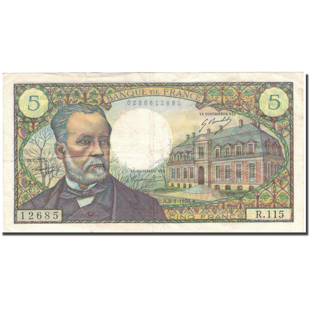 Frankreich, 5 Francs, Pasteur, 1970-01-08, SS, Fayette:61.12, KM:146b