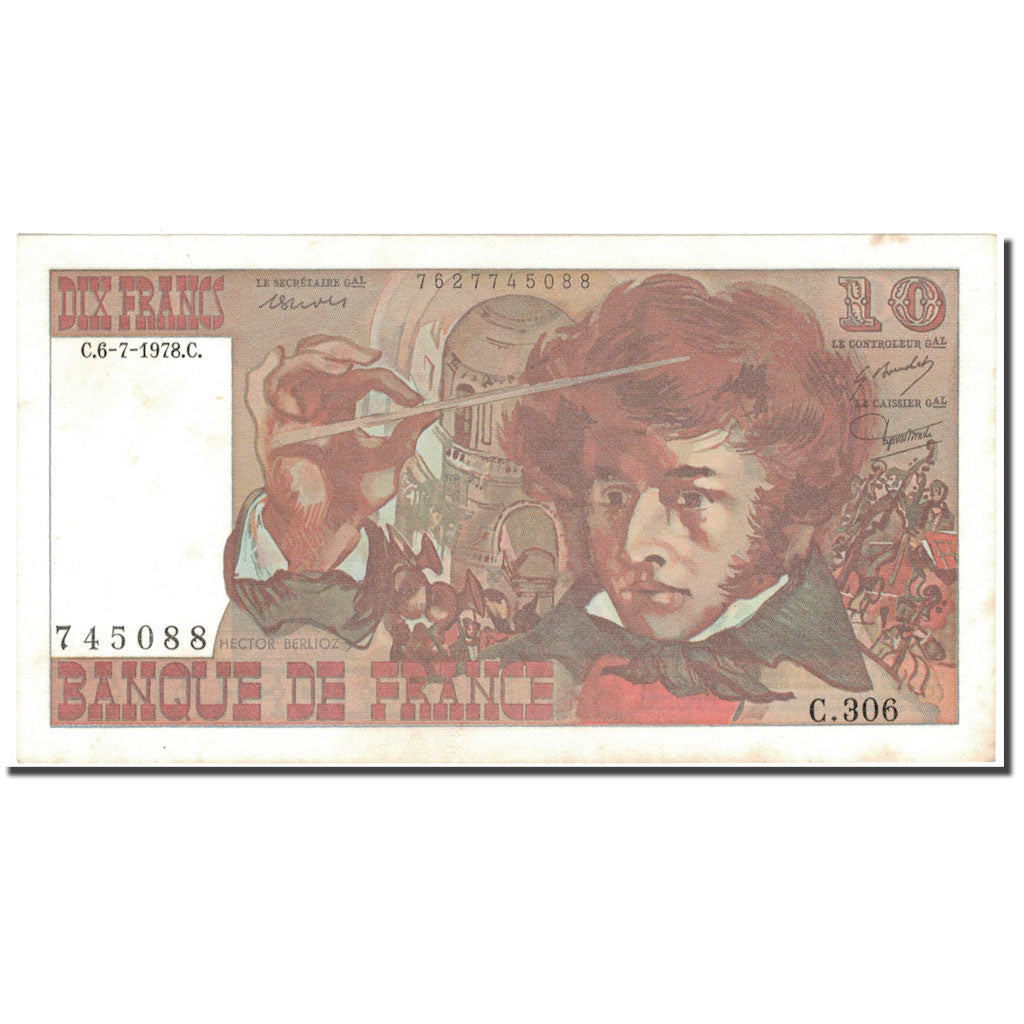 France, 10 Francs, Berlioz, 1978, 1978-07-06, TTB+, Fayette:63.24a, KM:150c