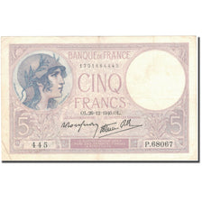 Francia, 5 Francs, Violet, 1940, 1940-12-26, BB, Fayette:04.18, KM:83