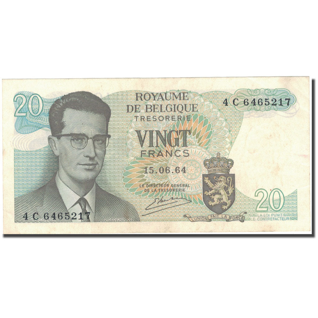 Banknote, Belgium, 20 Francs, 1964, 1964-06-15, KM:138, VF(30-35)