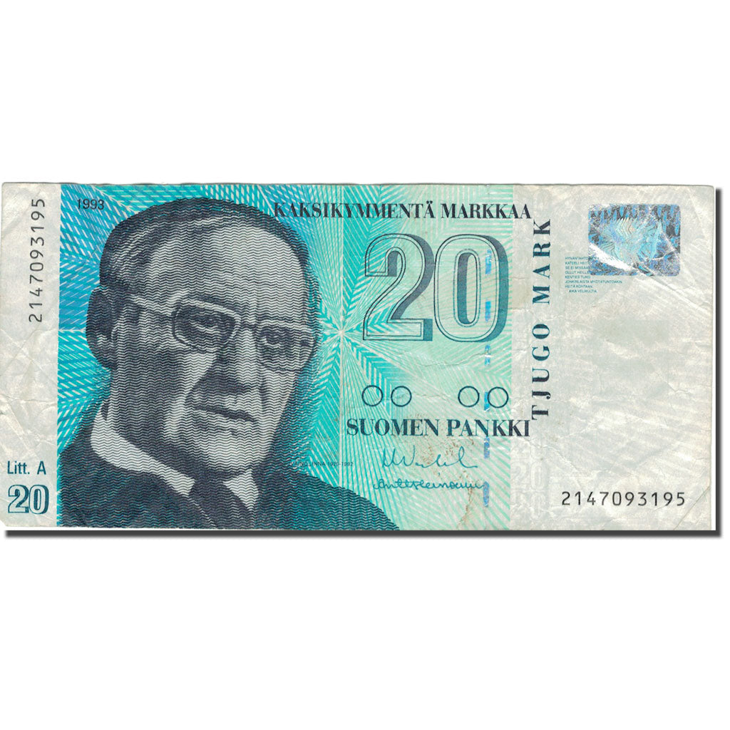 Banknote, Finland, 20 Markkaa, 1993, 1993, KM:123, VF(20-25)