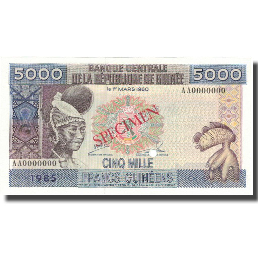 Banknote, Guinea, 5000 Francs, 1960, 1960-03-01, Specimen, KM:15a, UNC(65-70)