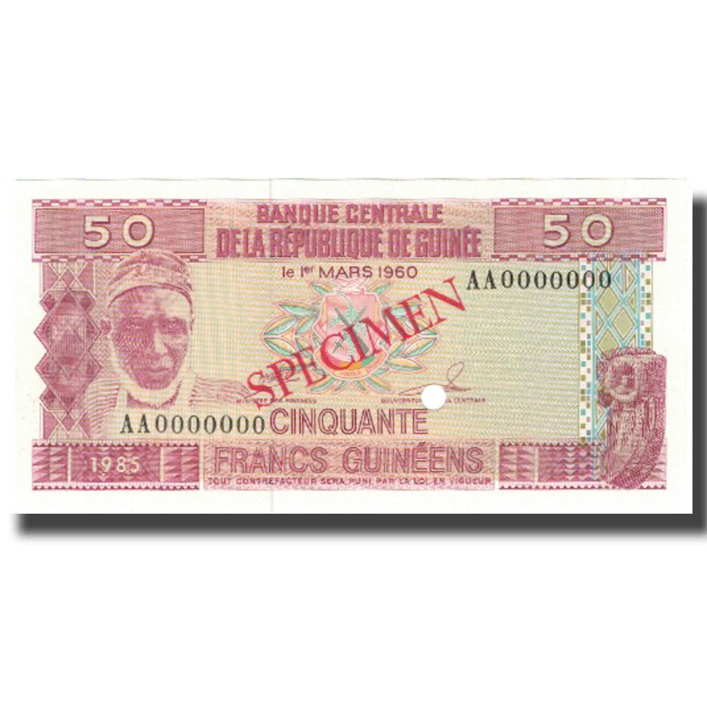 Billet, Guinea, 50 Francs, 1960, 1960-03-01, Specimen, KM:12s, NEUF