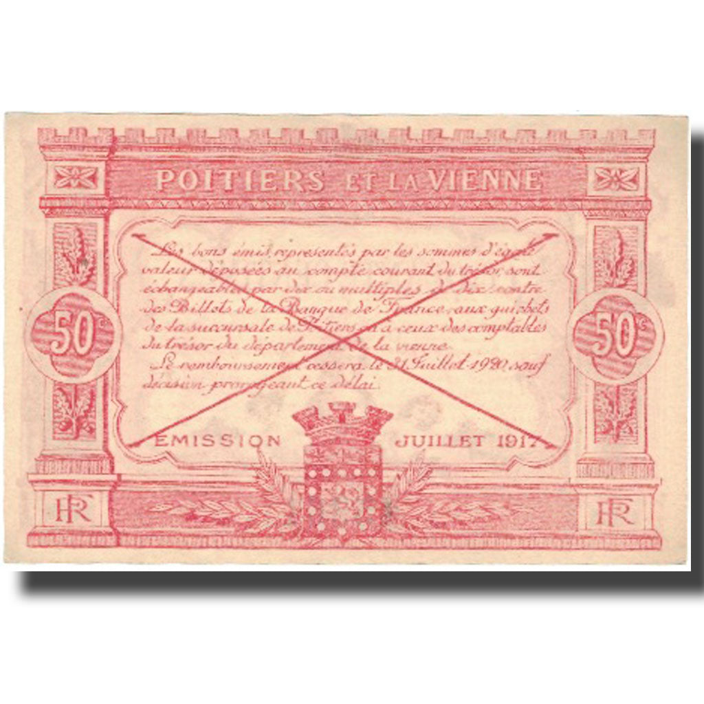 Francia, Poitiers, 50 Centimes, 1917, BB, Pirot:101-8